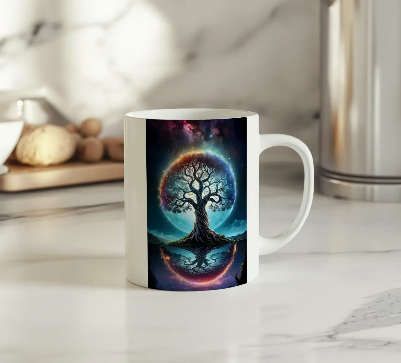 albero cielo notturno riflessione tazza in ceramica da Jennifer R Spyhalski