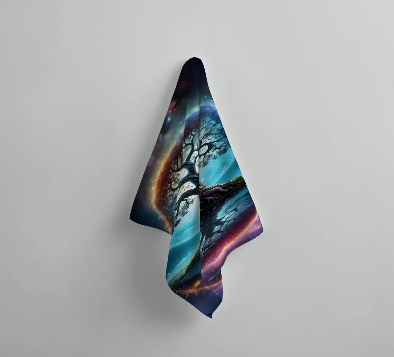 tree night sky reflection towel by Jennifer R Spyhalski