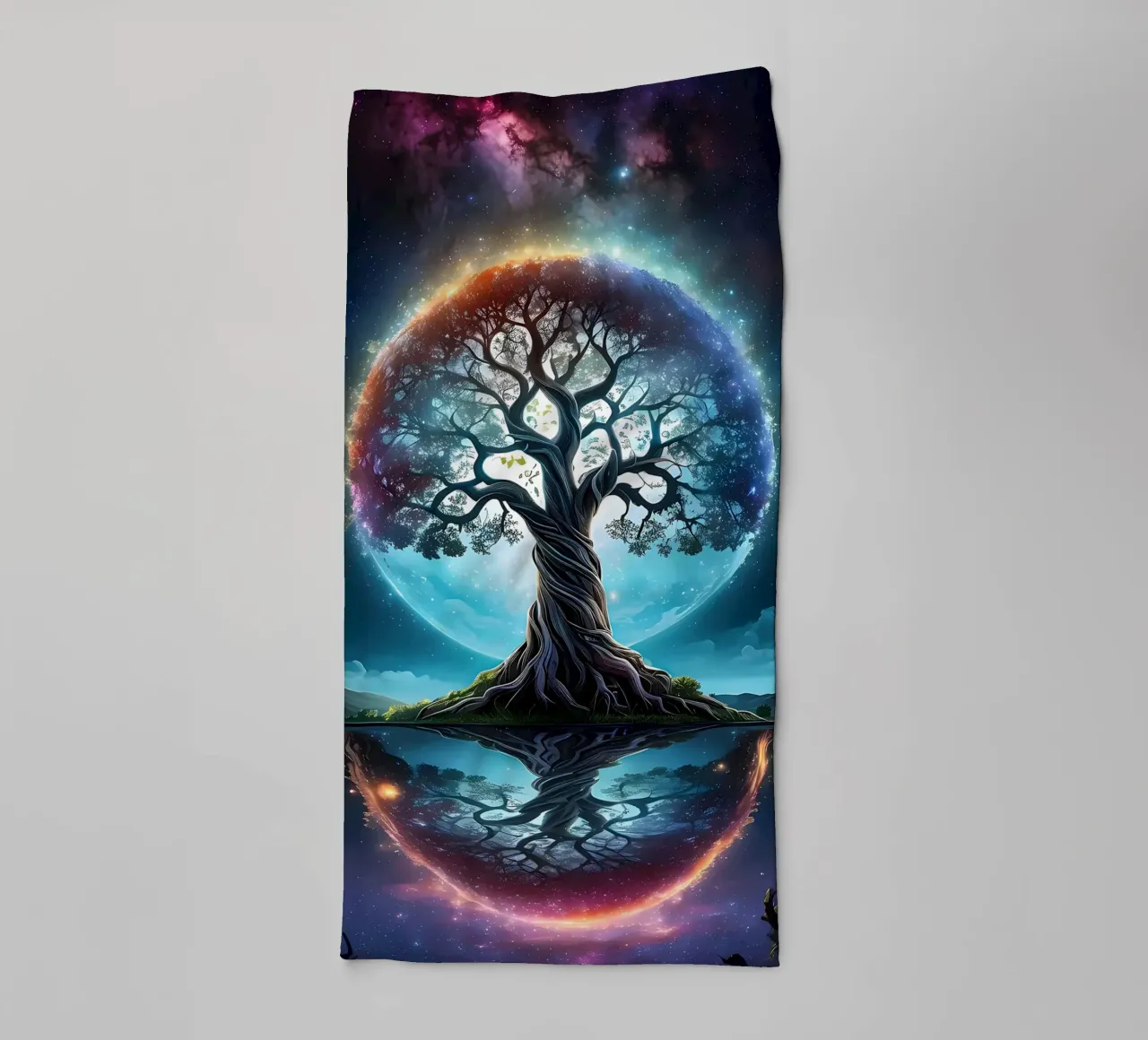 tree night sky reflection towel by Jennifer R Spyhalski
