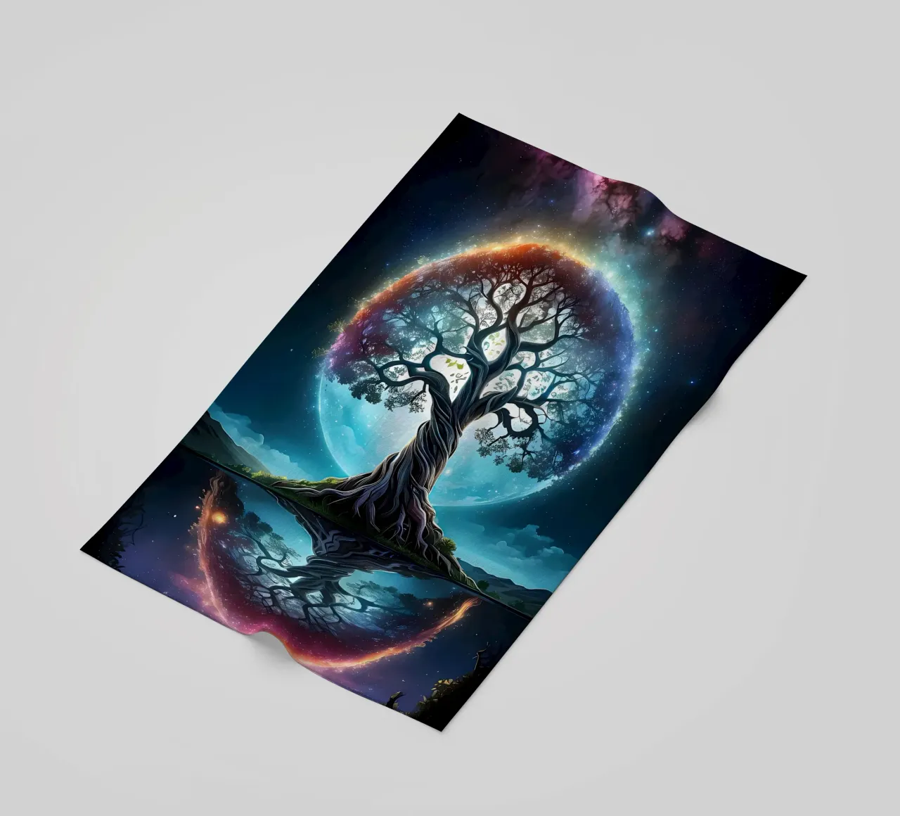 albero cielo notturno riflessione telo mare da Jennifer R Spyhalski