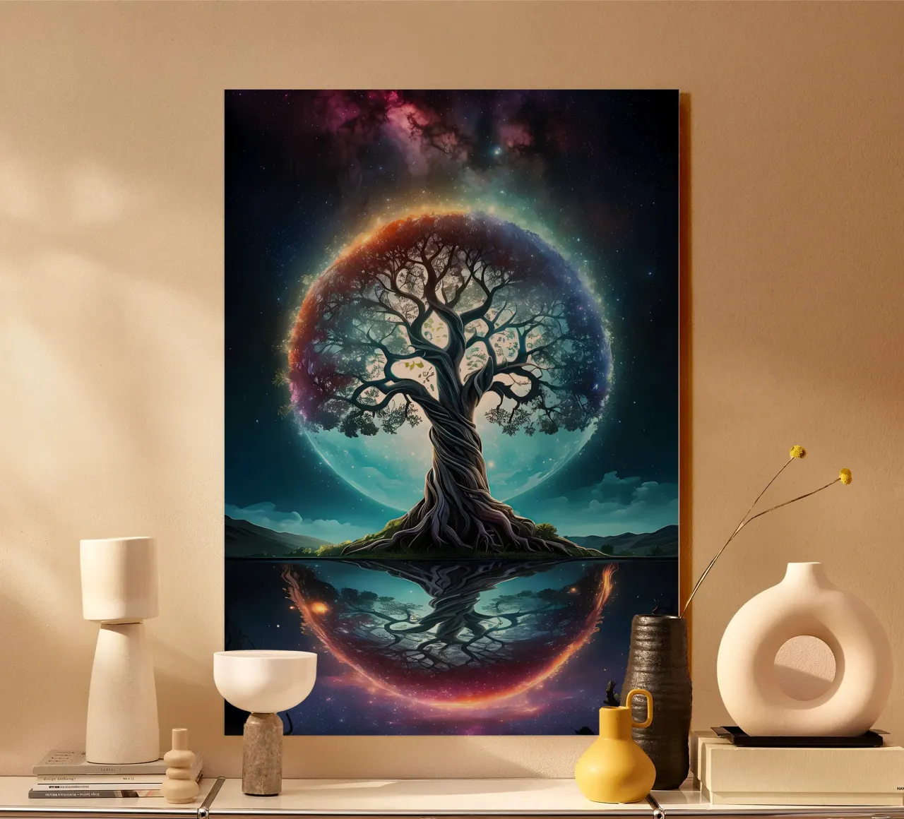 tree night sky reflection acrylic glass by Jennifer R Spyhalski