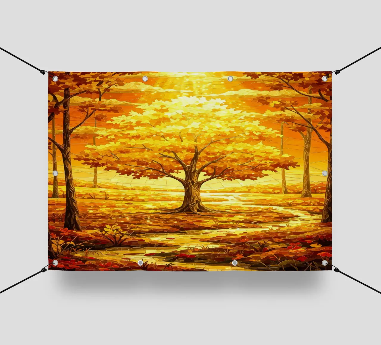 albero autunnale luce del sole telo in pvc da Jennifer R Spyhalski