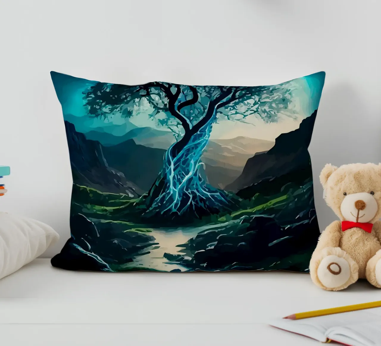 albero acqua ruscello cuscino da Jennifer R Spyhalski