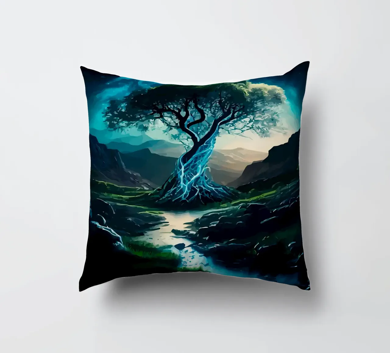albero acqua ruscello cuscino da Jennifer R Spyhalski