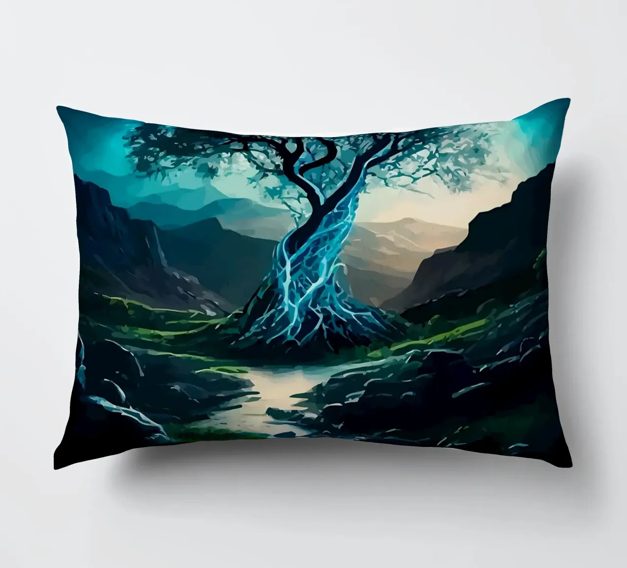 albero acqua ruscello cuscino da Jennifer R Spyhalski