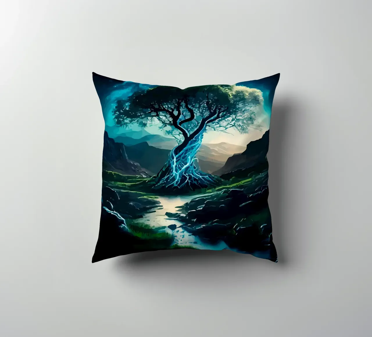 albero acqua ruscello cuscino da Jennifer R Spyhalski