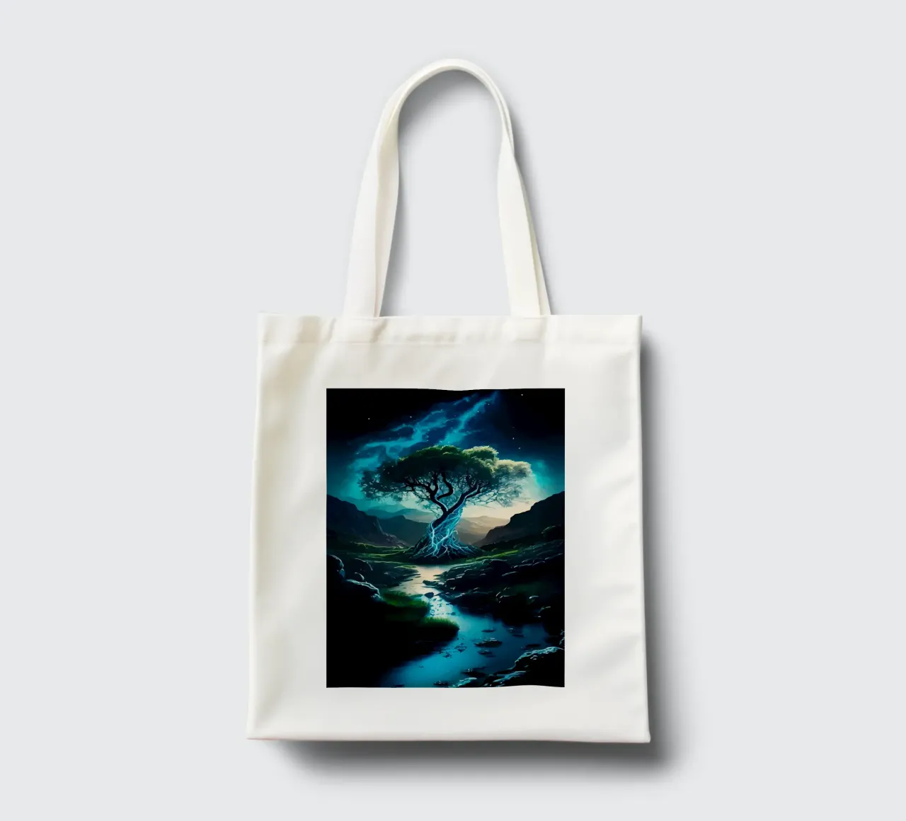tree water stream tote bag by Jennifer R Spyhalski
