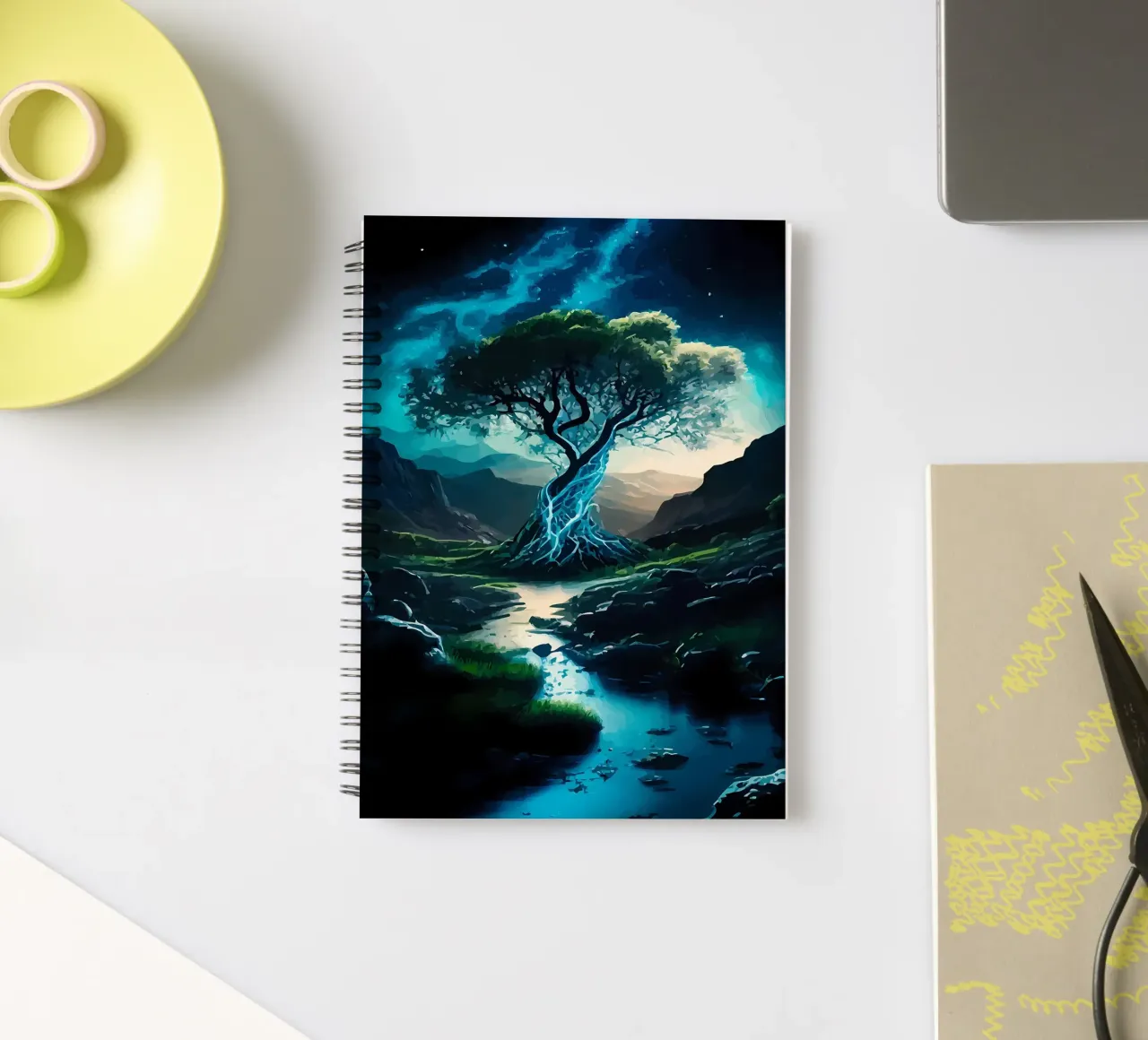tree water stream spiral notebook by Jennifer R Spyhalski