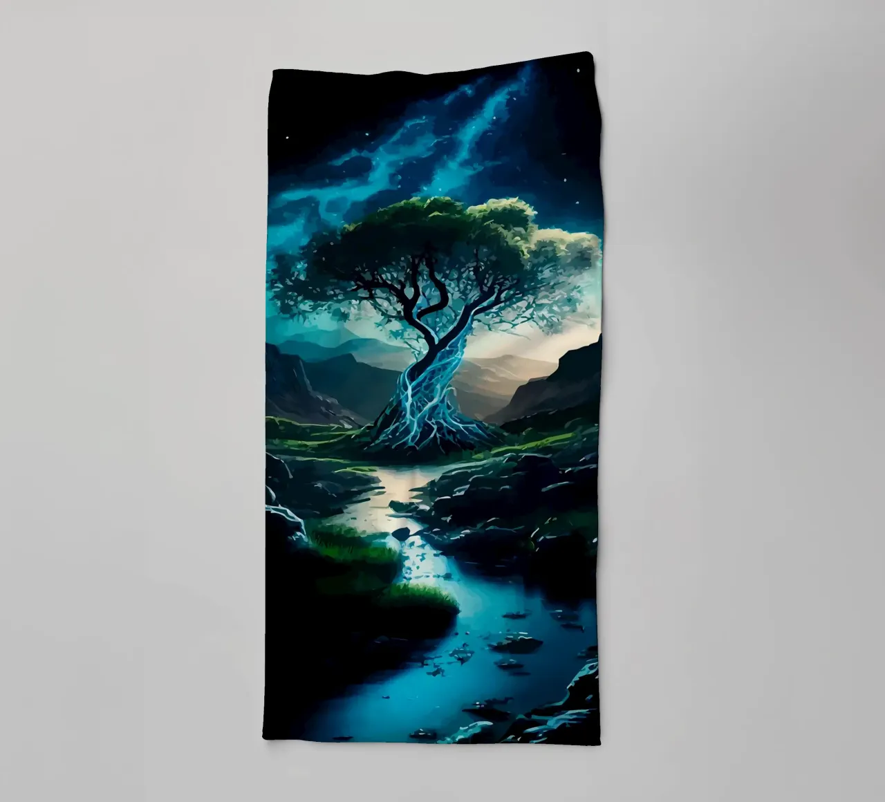 tree water stream towel by Jennifer R Spyhalski