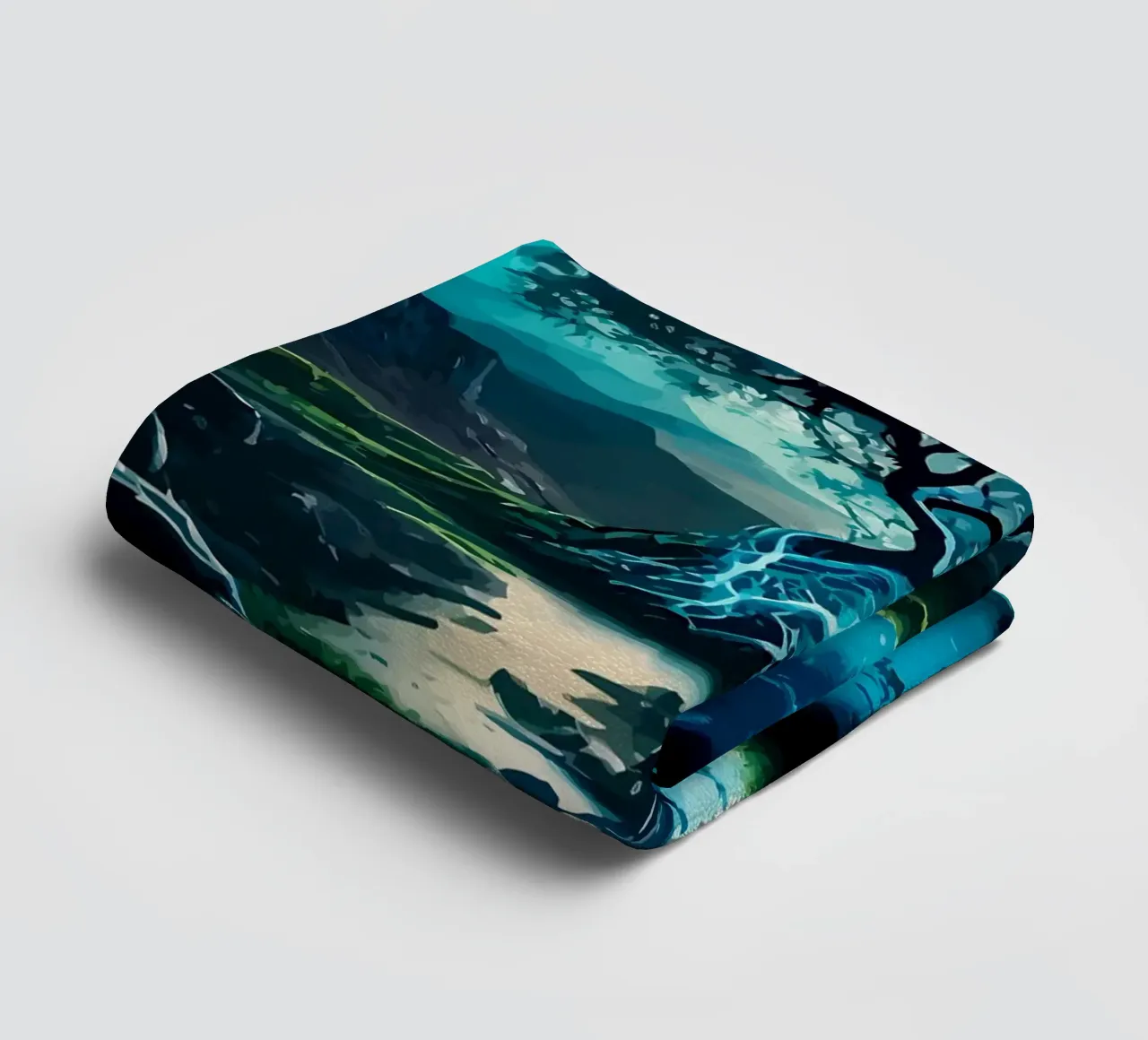 tree water stream towel by Jennifer R Spyhalski