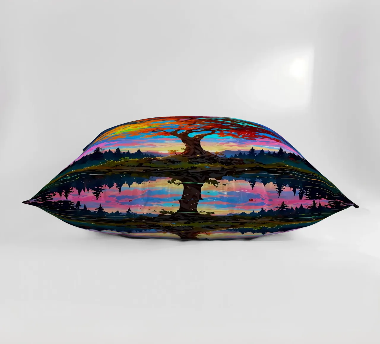 tree lake reflection decorative cushion by Jennifer R Spyhalski