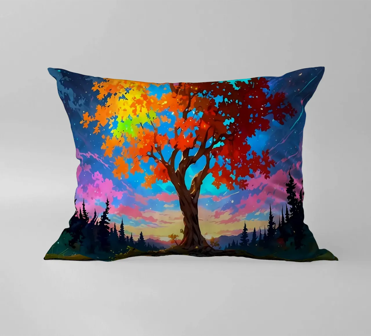 tree lake reflection decorative cushion by Jennifer R Spyhalski