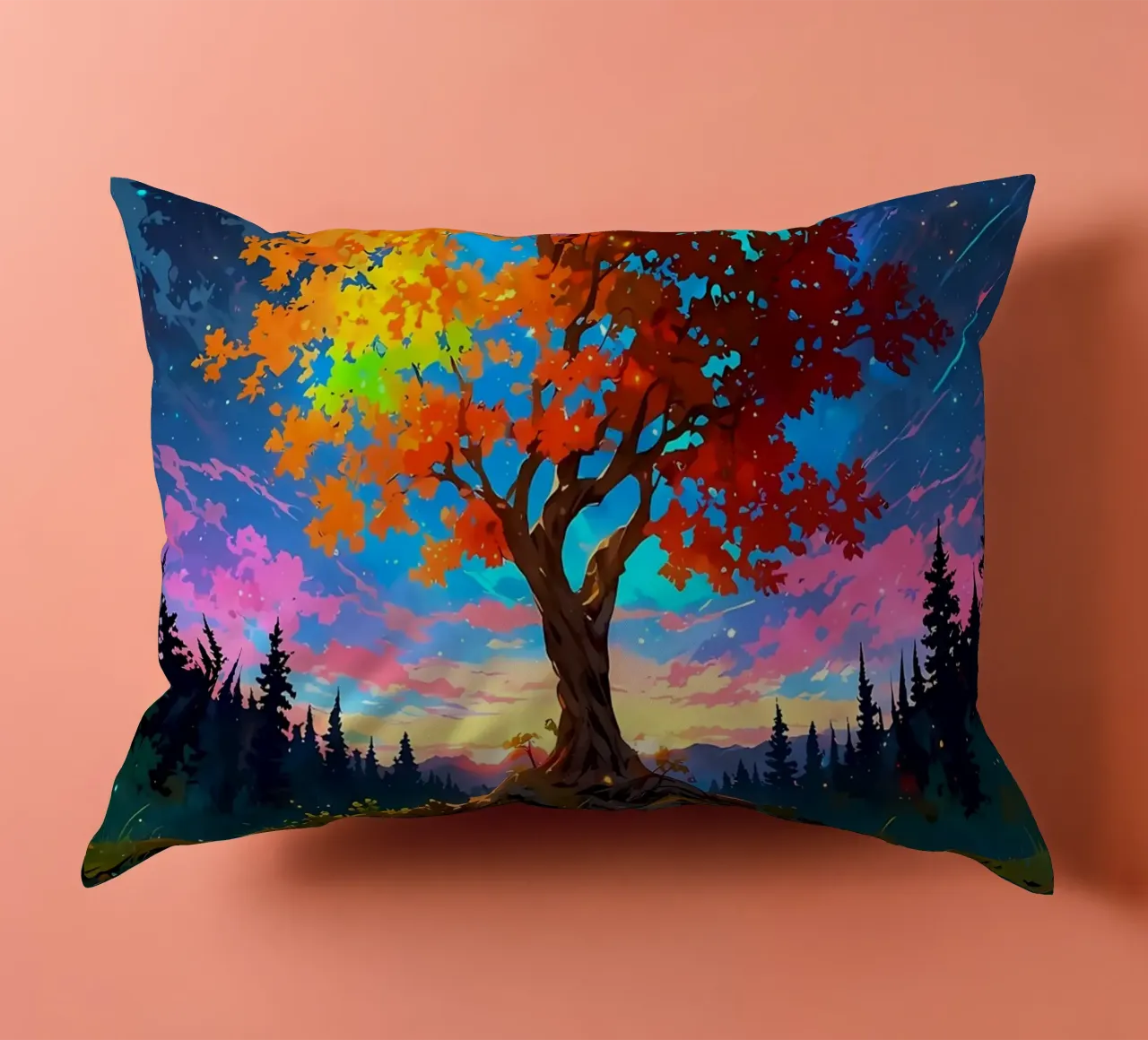 tree lake reflection decorative cushion by Jennifer R Spyhalski