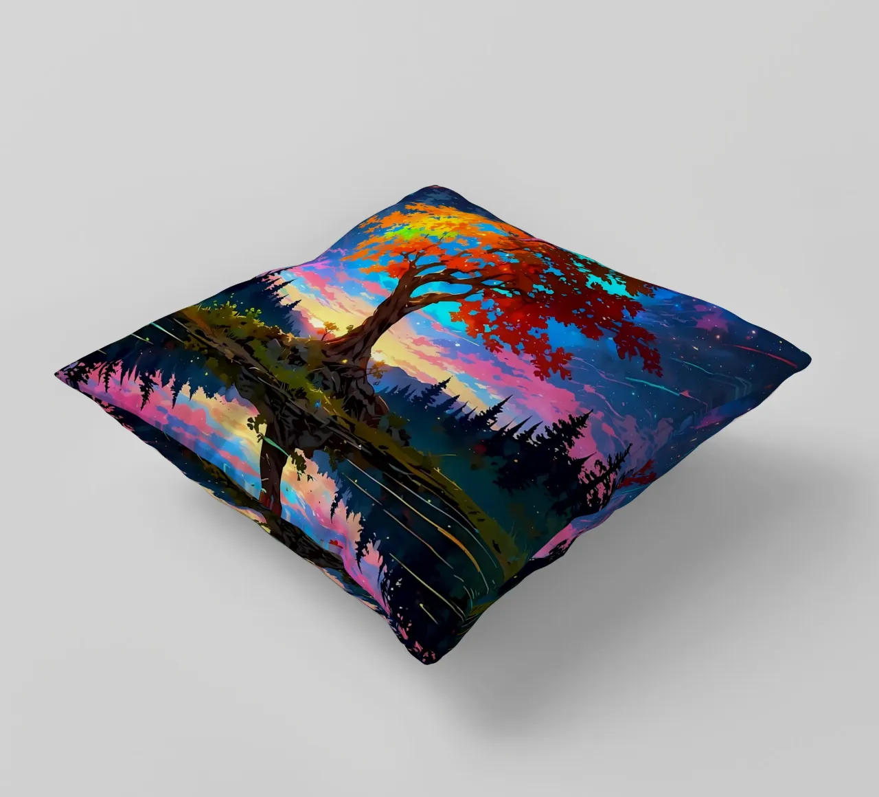 tree lake reflection decorative cushion by Jennifer R Spyhalski