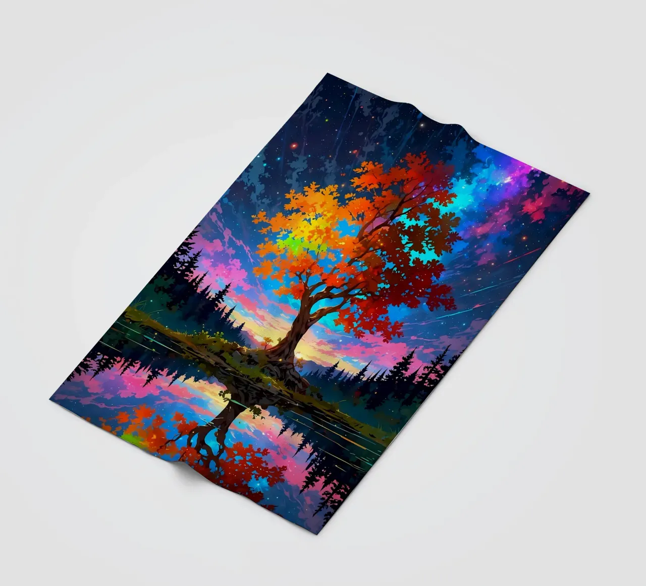 tree lake reflection fleece blanket by Jennifer R Spyhalski
