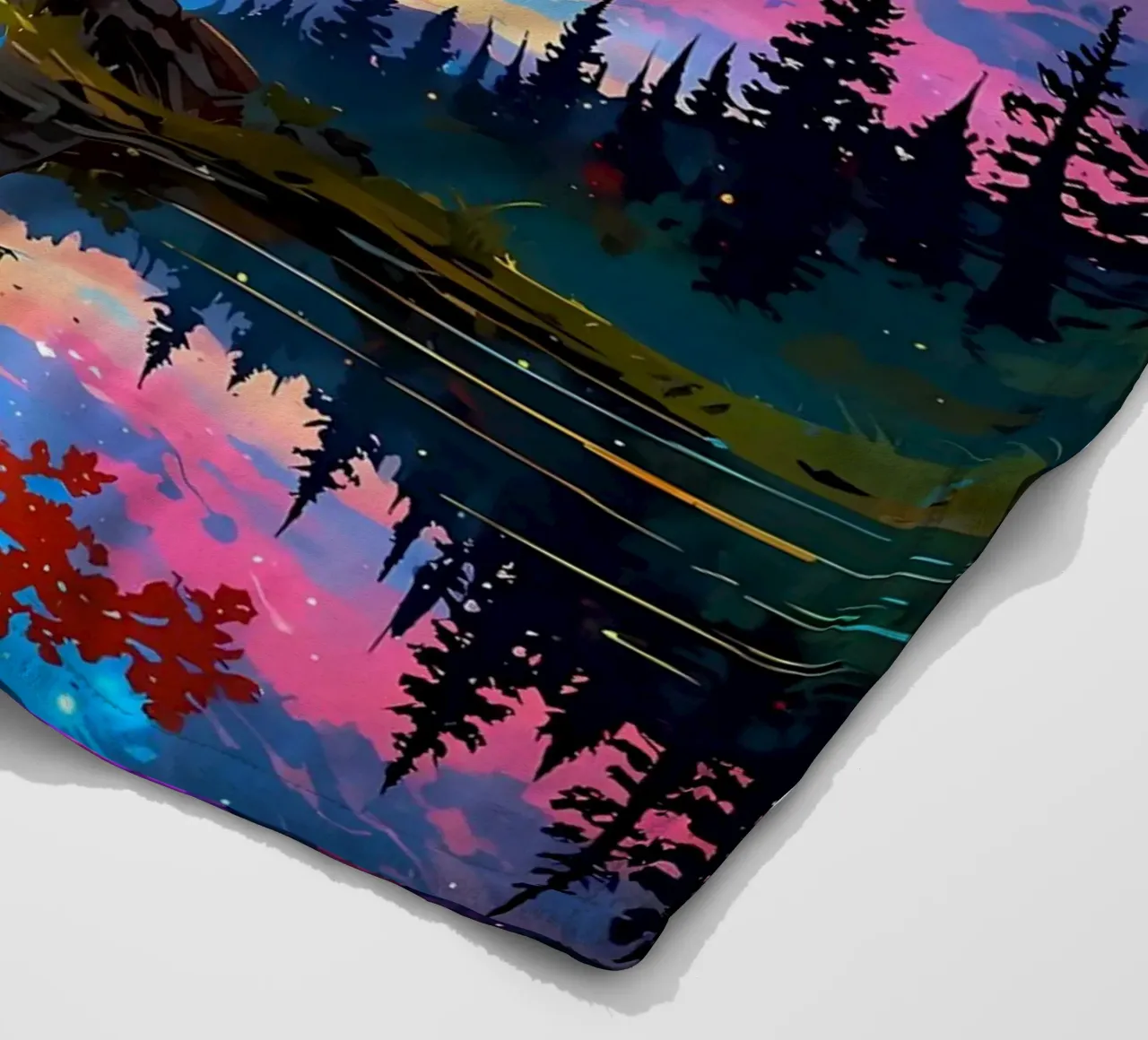 tree lake reflection fleece blanket by Jennifer R Spyhalski