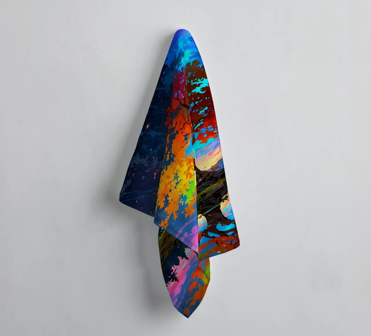 tree lake reflection towel by Jennifer R Spyhalski