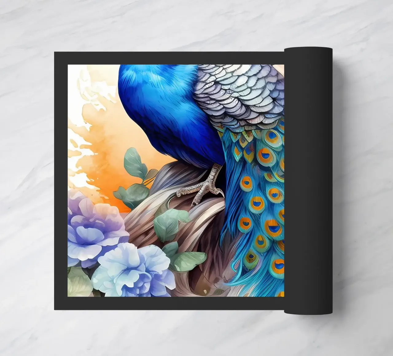 fiori di piume blu pavone zerbino da Jennifer R Spyhalski