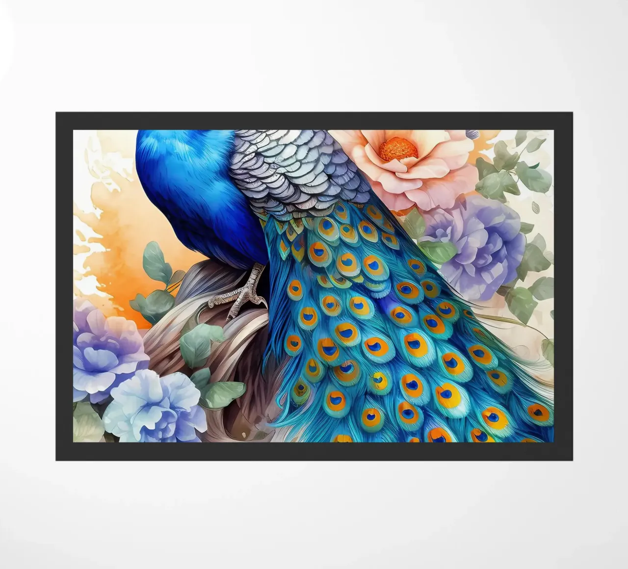 fiori di piume blu pavone zerbino da Jennifer R Spyhalski