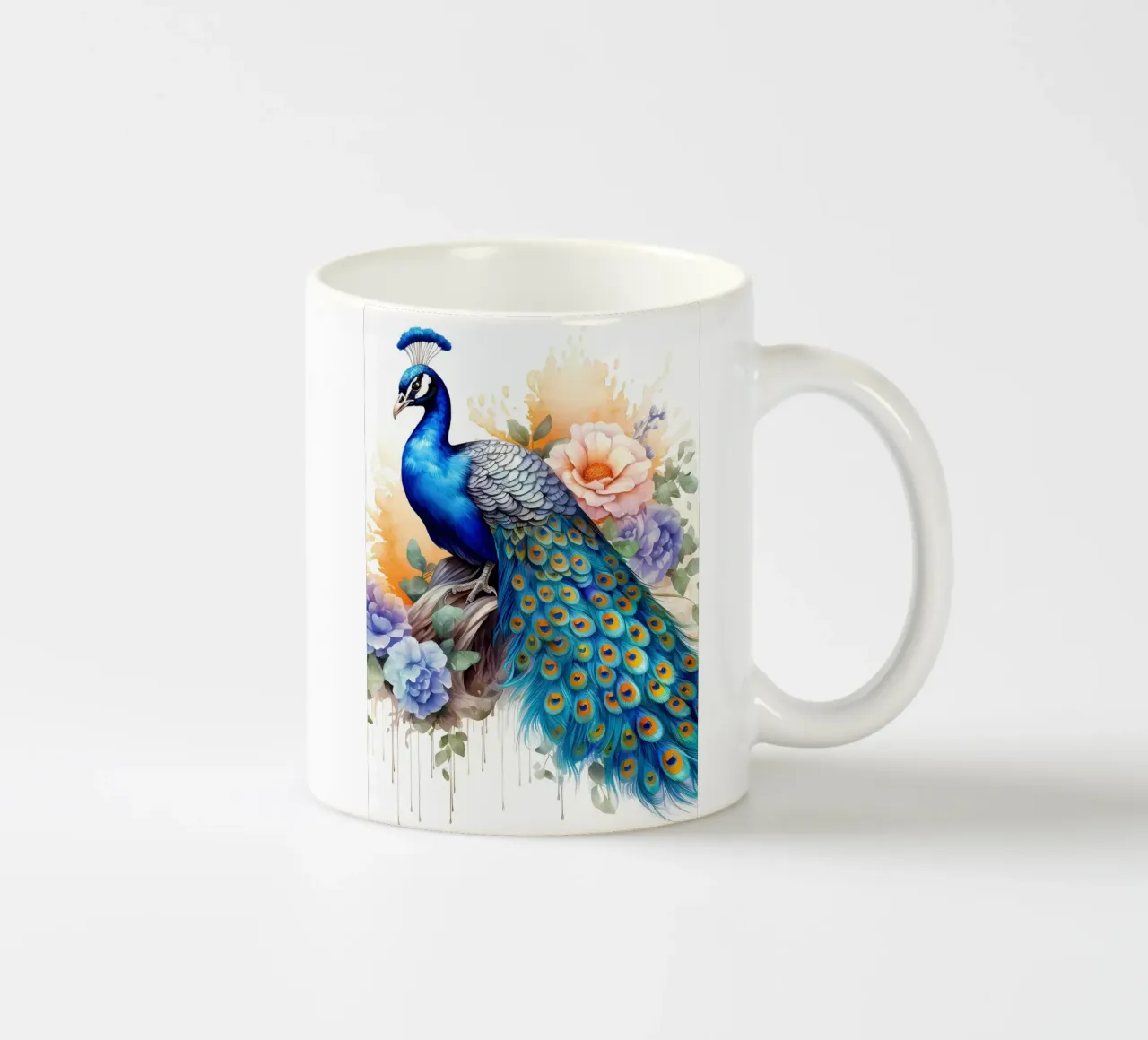 fiori di piume blu pavone tazza in ceramica da Jennifer R Spyhalski