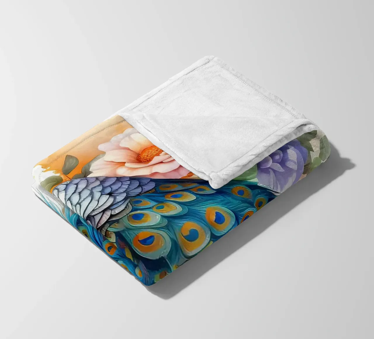 fiori di piume blu pavone coperta in pile da Jennifer R Spyhalski