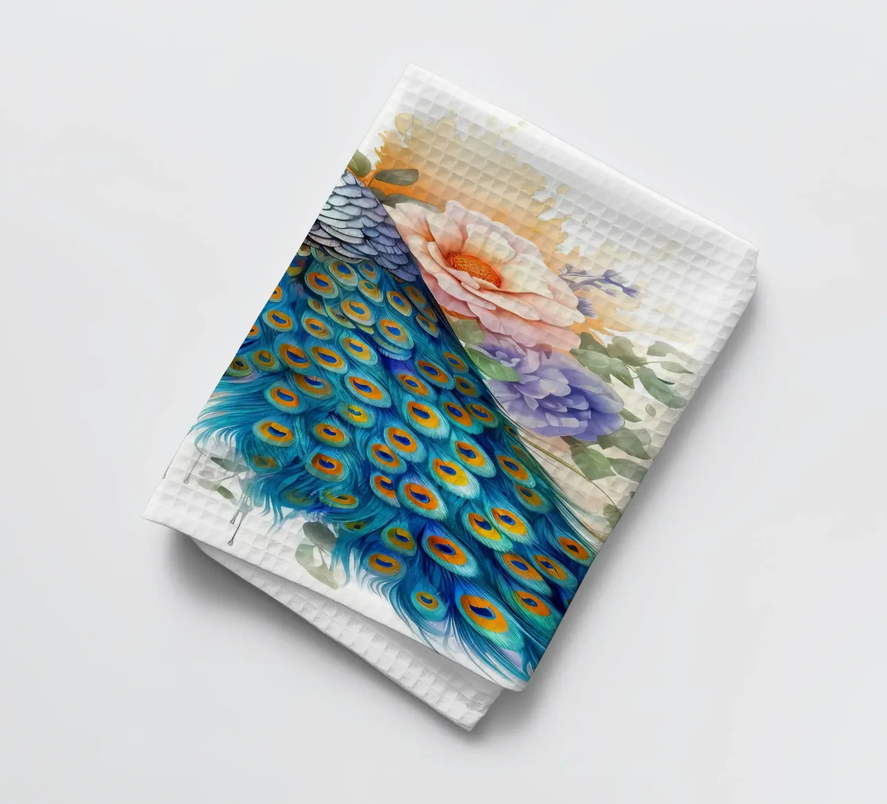 fiori di piume blu pavone canovaccio da cucina da Jennifer R Spyhalski