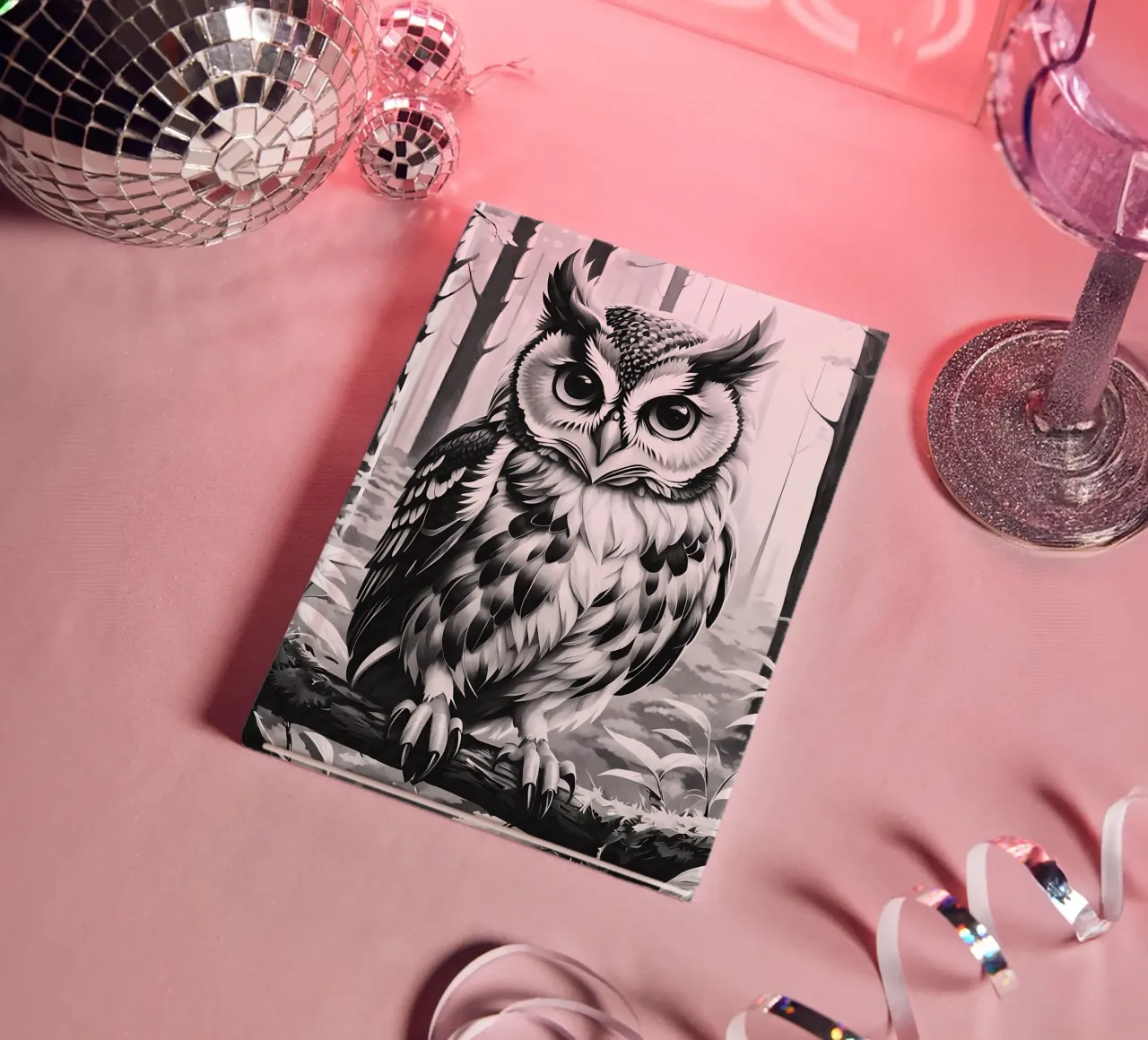 owl forest trees leaves notebook by Jennifer R Spyhalski