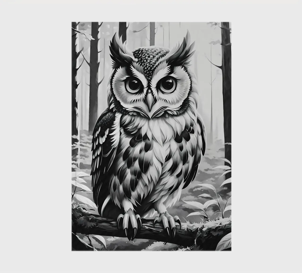 owl forest trees leaves notebook by Jennifer R Spyhalski