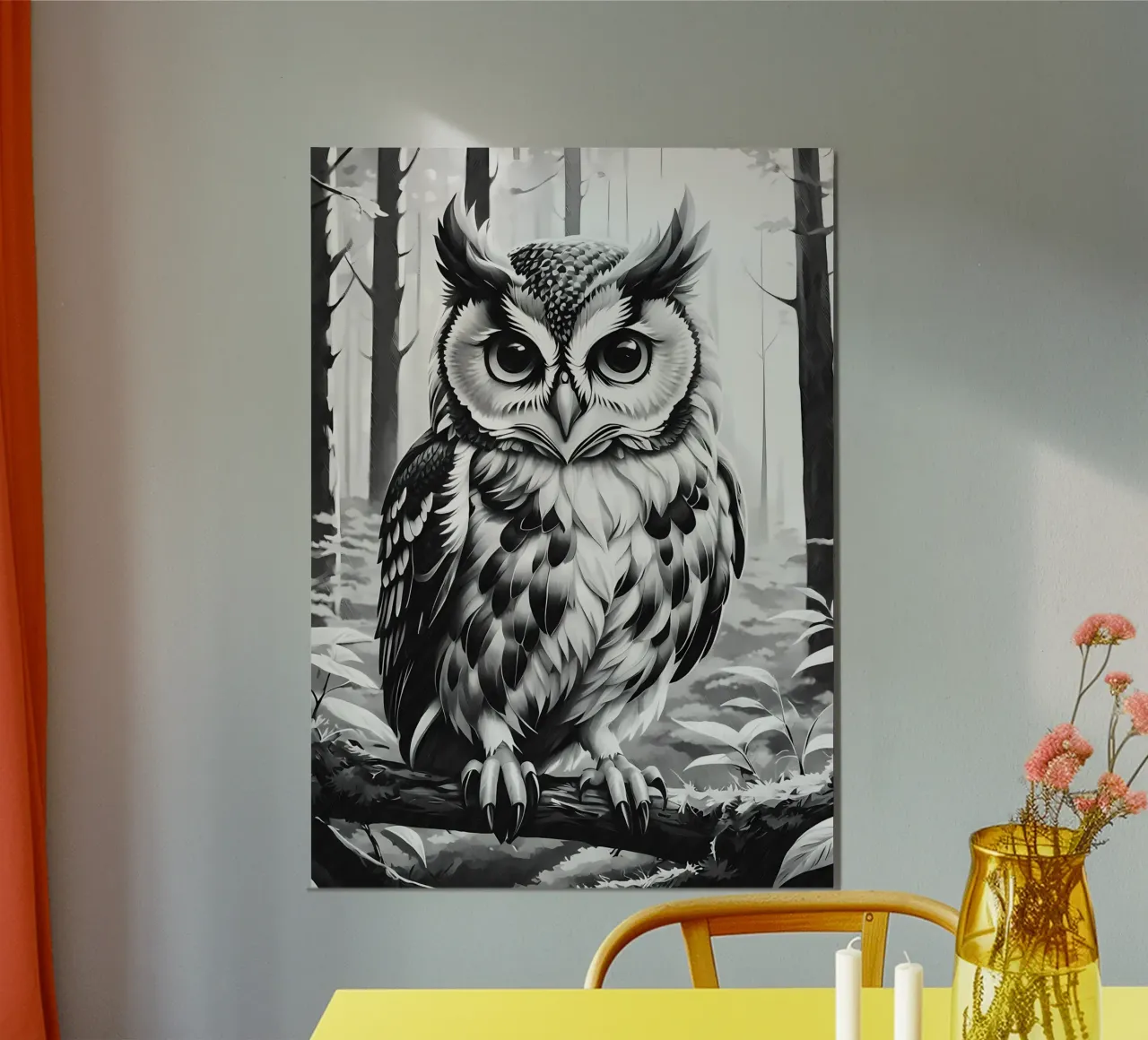 owl forest trees leaves forex plate by Jennifer R Spyhalski