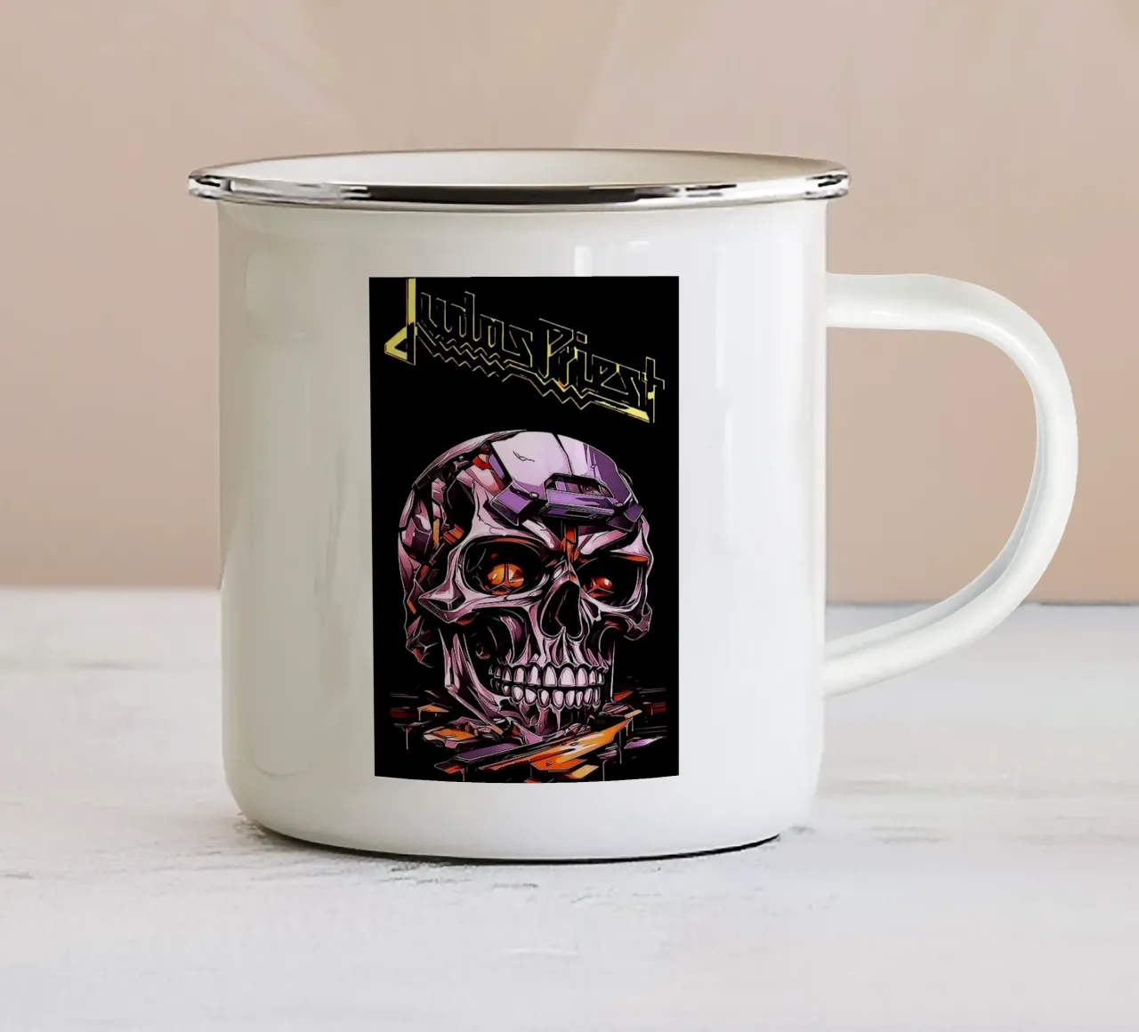 Le groupe Judas Priest mug en émail de vanhesling