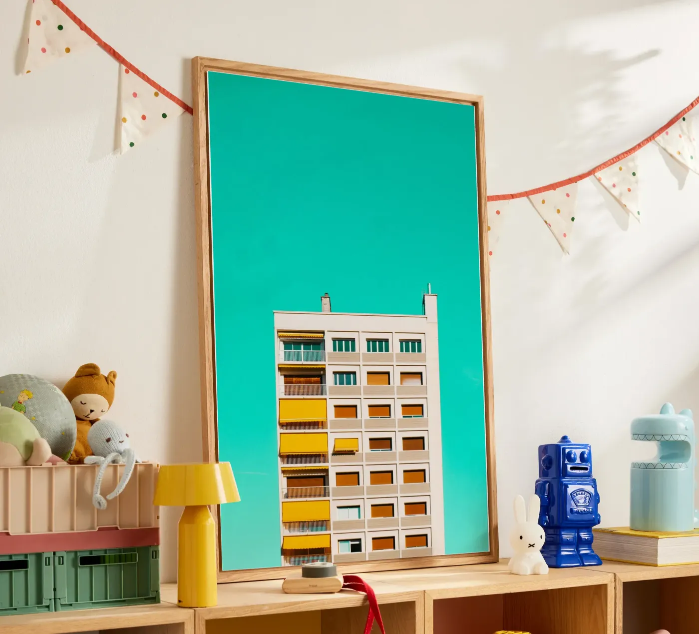 turquoise sky building plexiglass da pastel color shape