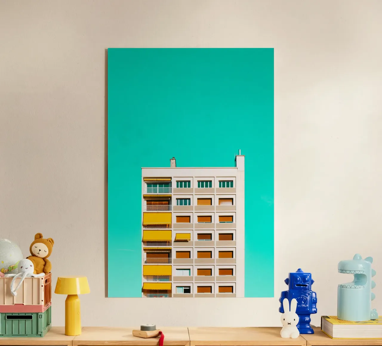 edificio cielo turchese plexiglass da pastel color shape