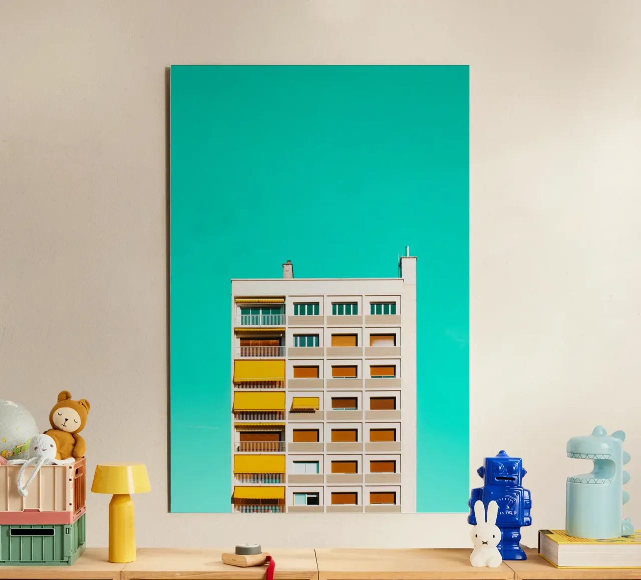 edificio cielo turchese pannello forex da pastel color shape