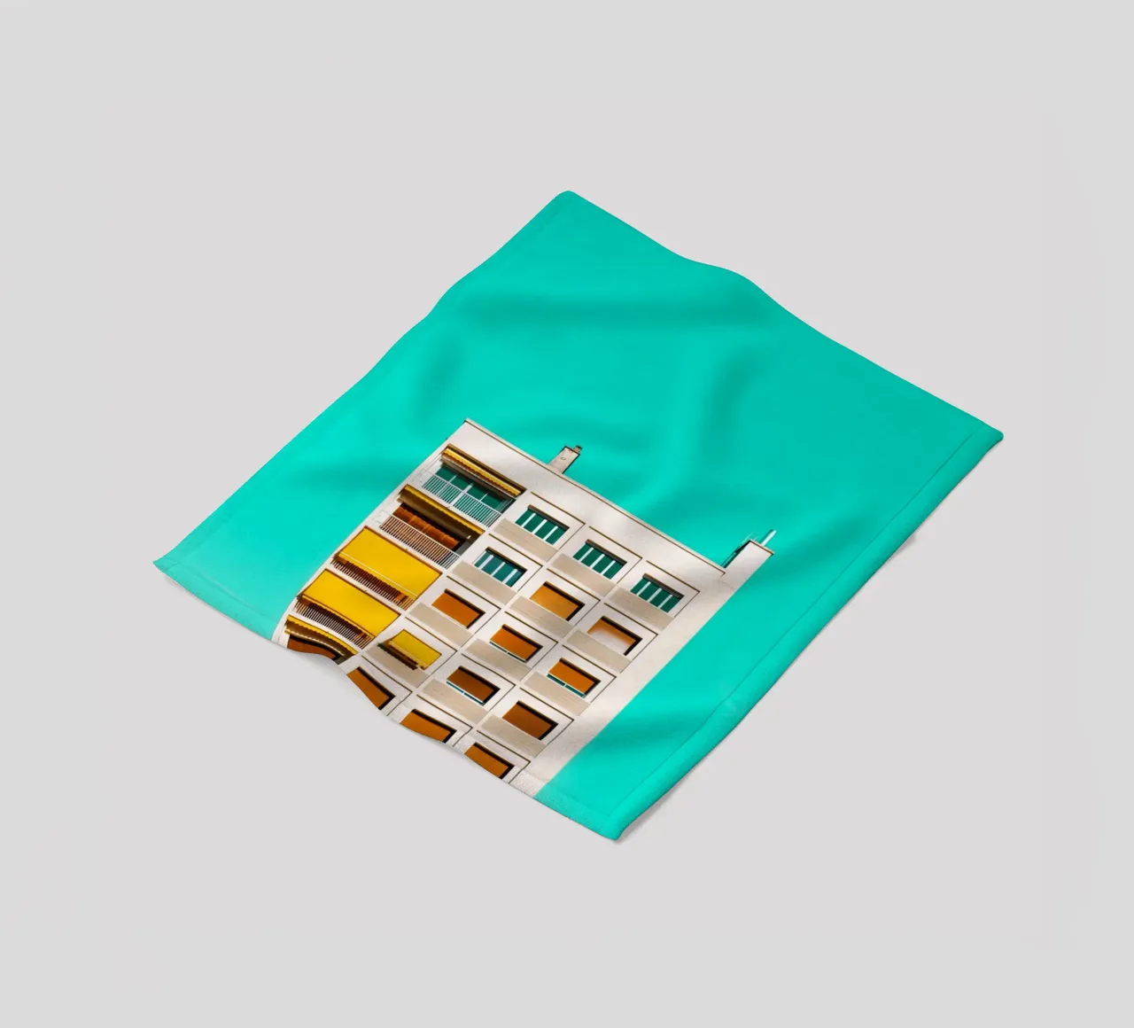 edificio cielo turchese coperta in pile da pastel color shape