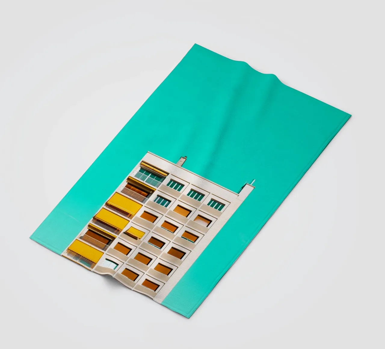 edificio cielo turchese coperta in pile da pastel color shape