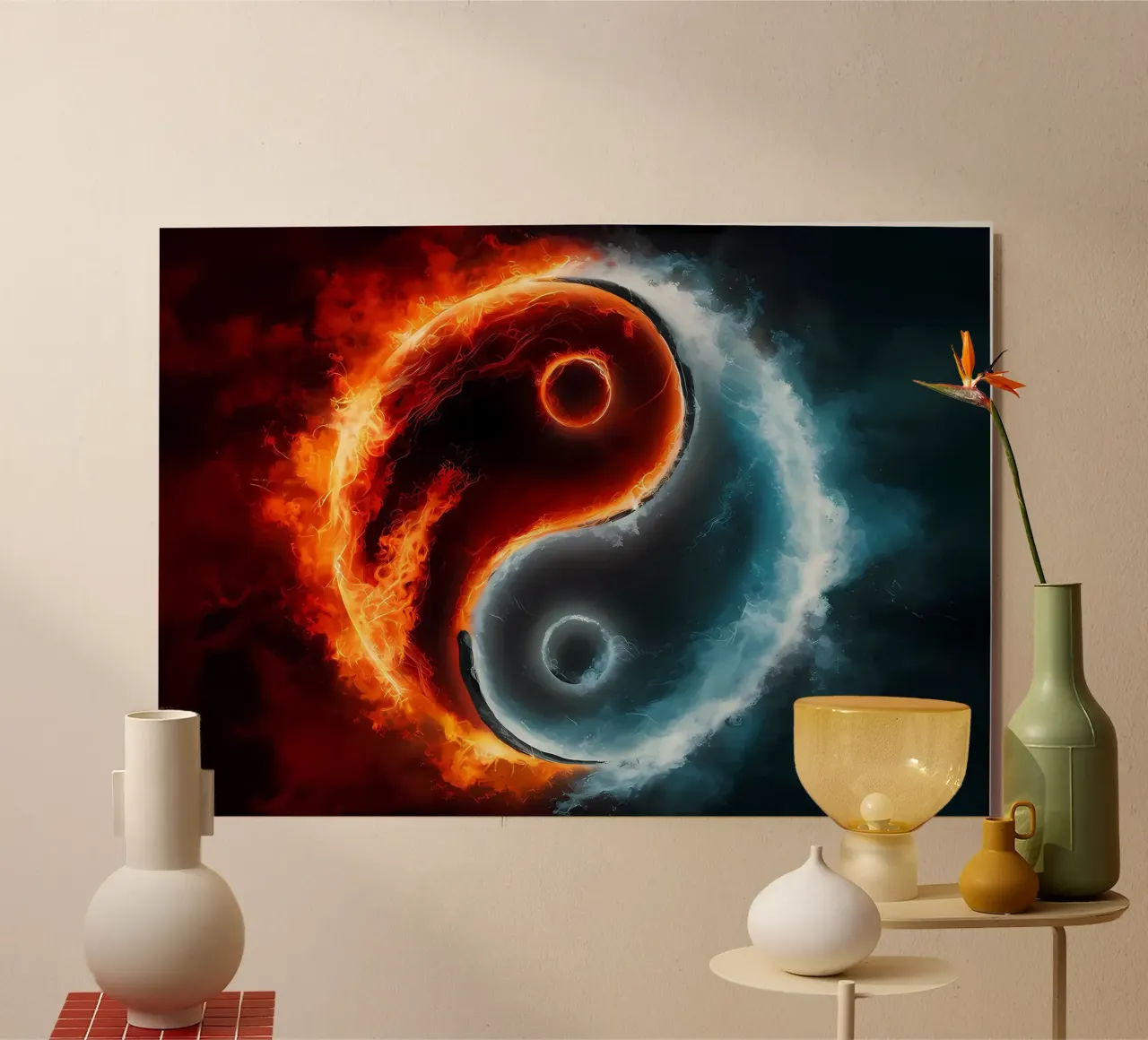 yin-yang fuoco ghiaccio alluminio dibond da BacsicRonBaleShop