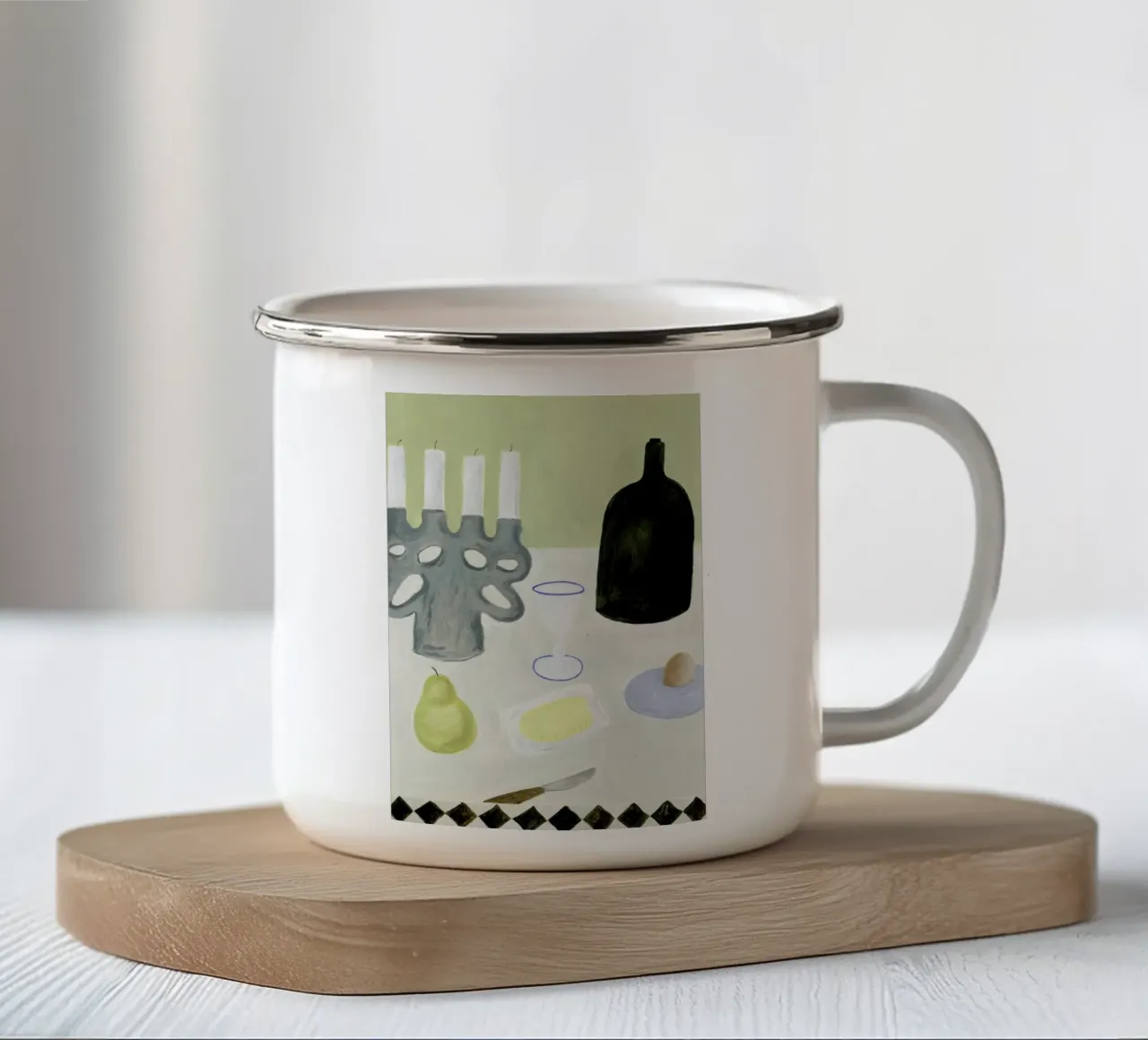 Petit Déjeuner tazza in smalto da Isabelle Vandeplassche