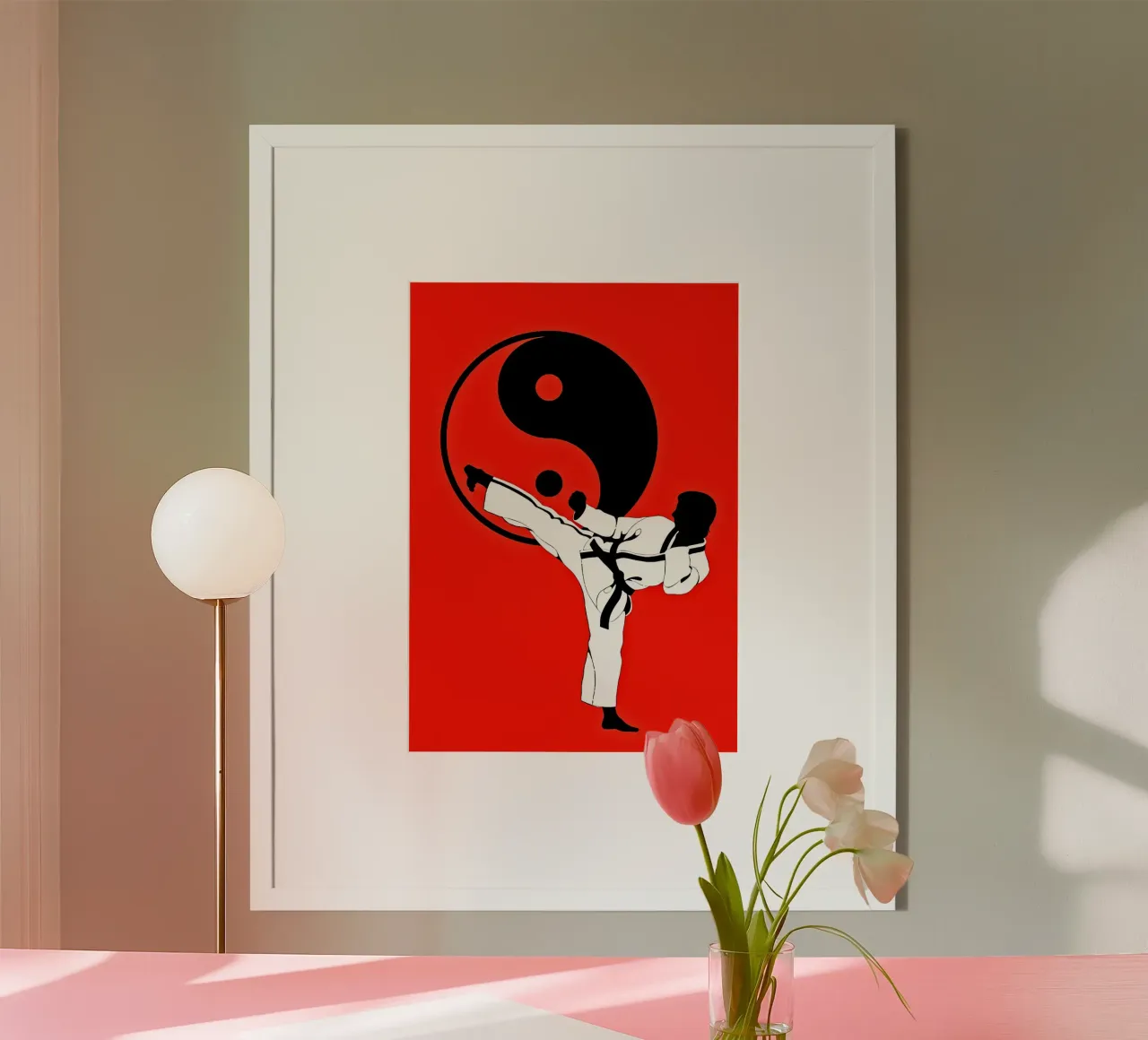 Yin-Yang-Kampfkunst Karate Poster mit Holzrahmen von BacsicRonBaleShop