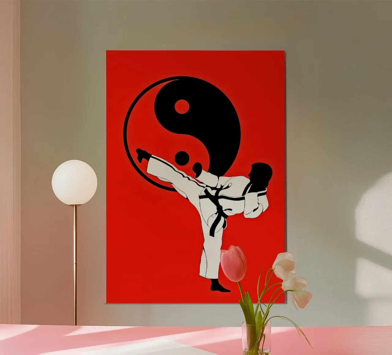 Yin-Yang-Kampfkunst Karate Poster mit Holzrahmen von BacsicRonBaleShop