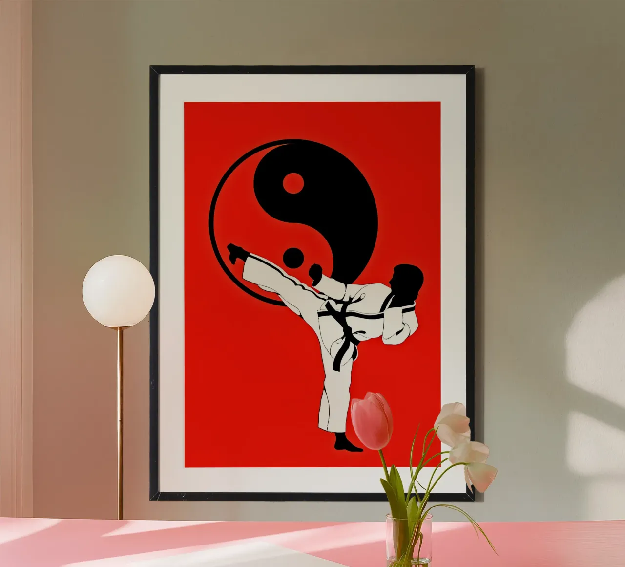 Yin-Yang-Kampfkunst Karate Poster mit Holzrahmen von BacsicRonBaleShop
