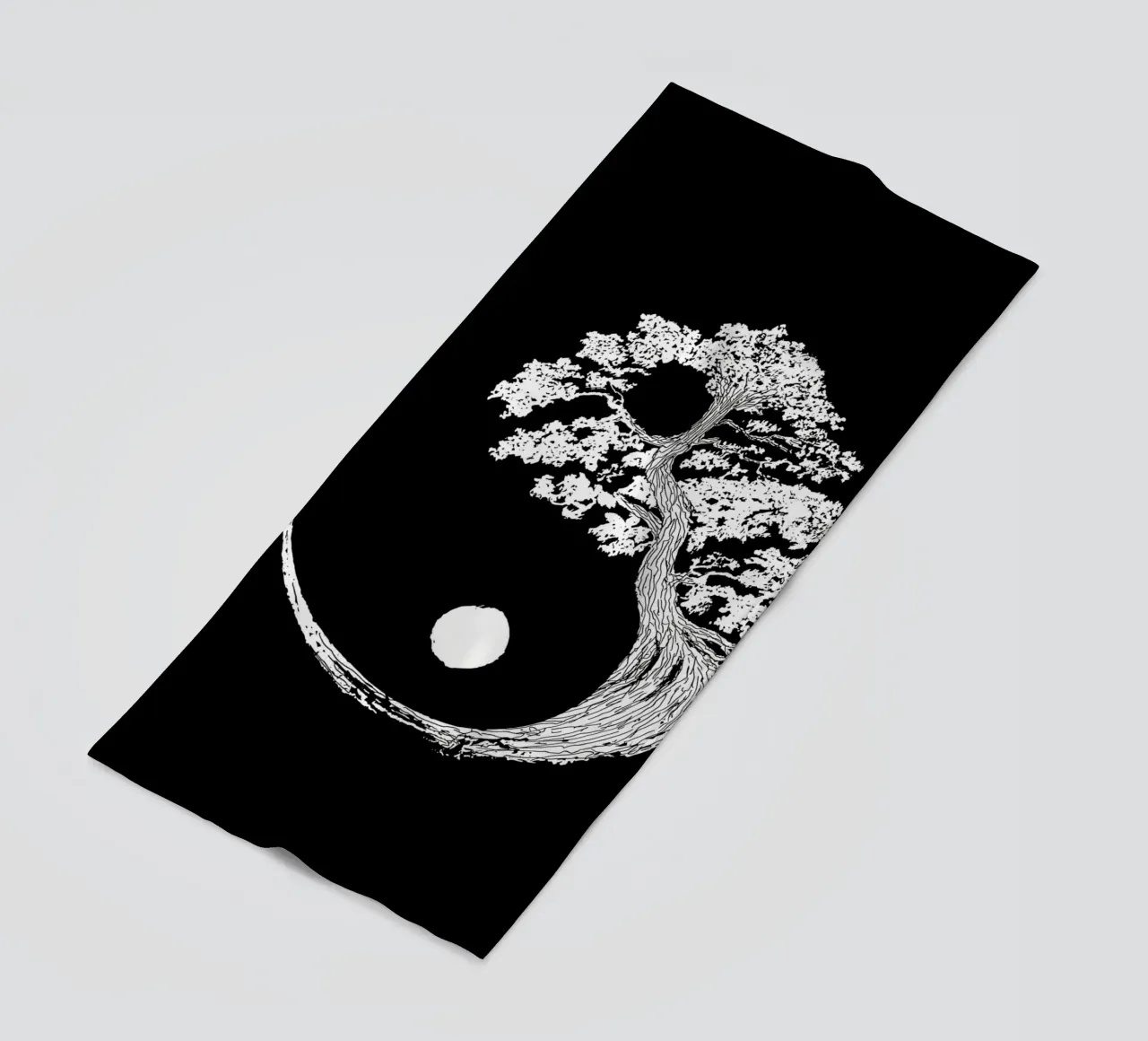 yin-yang tree circle beach towel by BacsicRonBaleShop