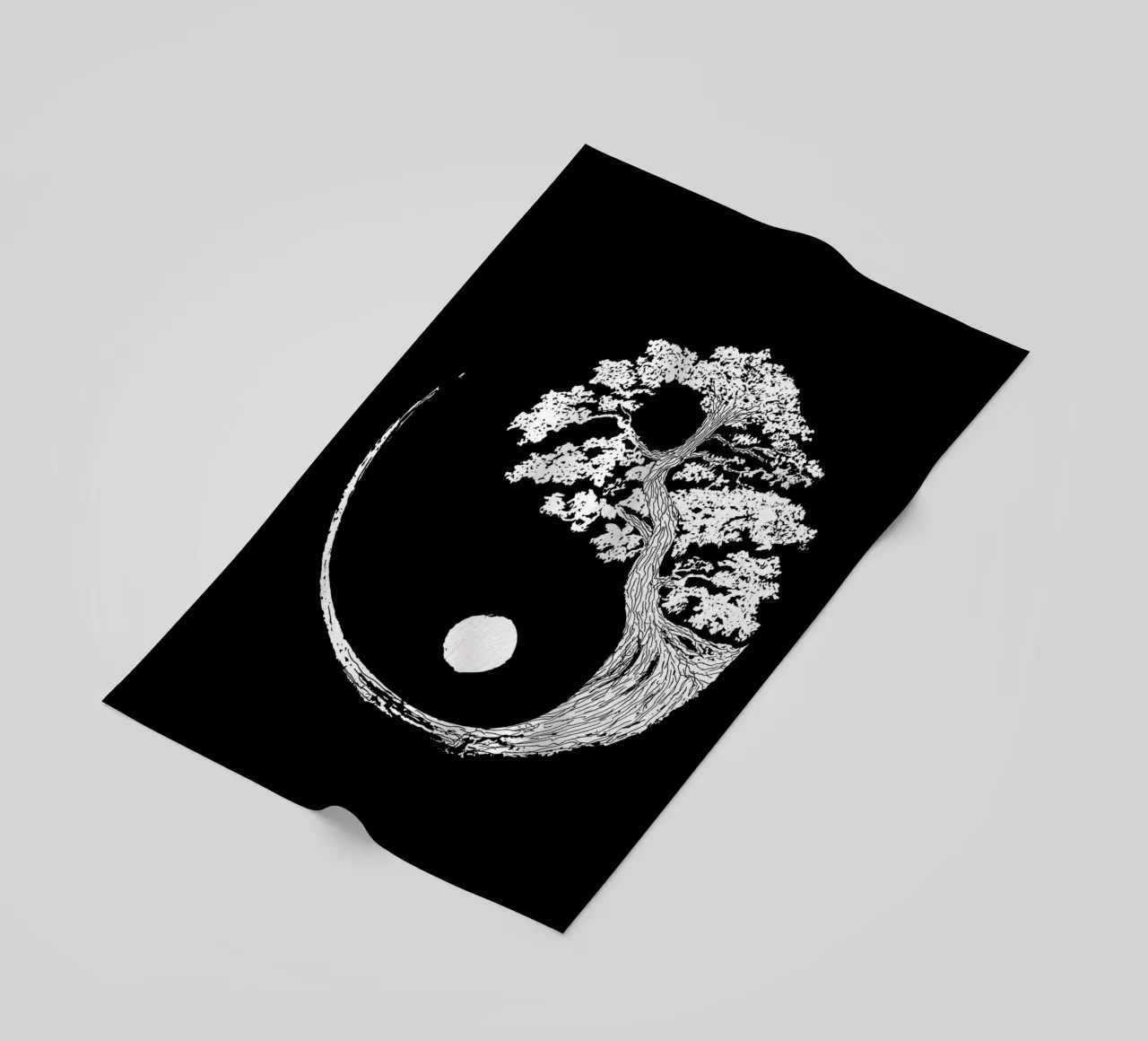 yin-yang tree circle beach towel by BacsicRonBaleShop