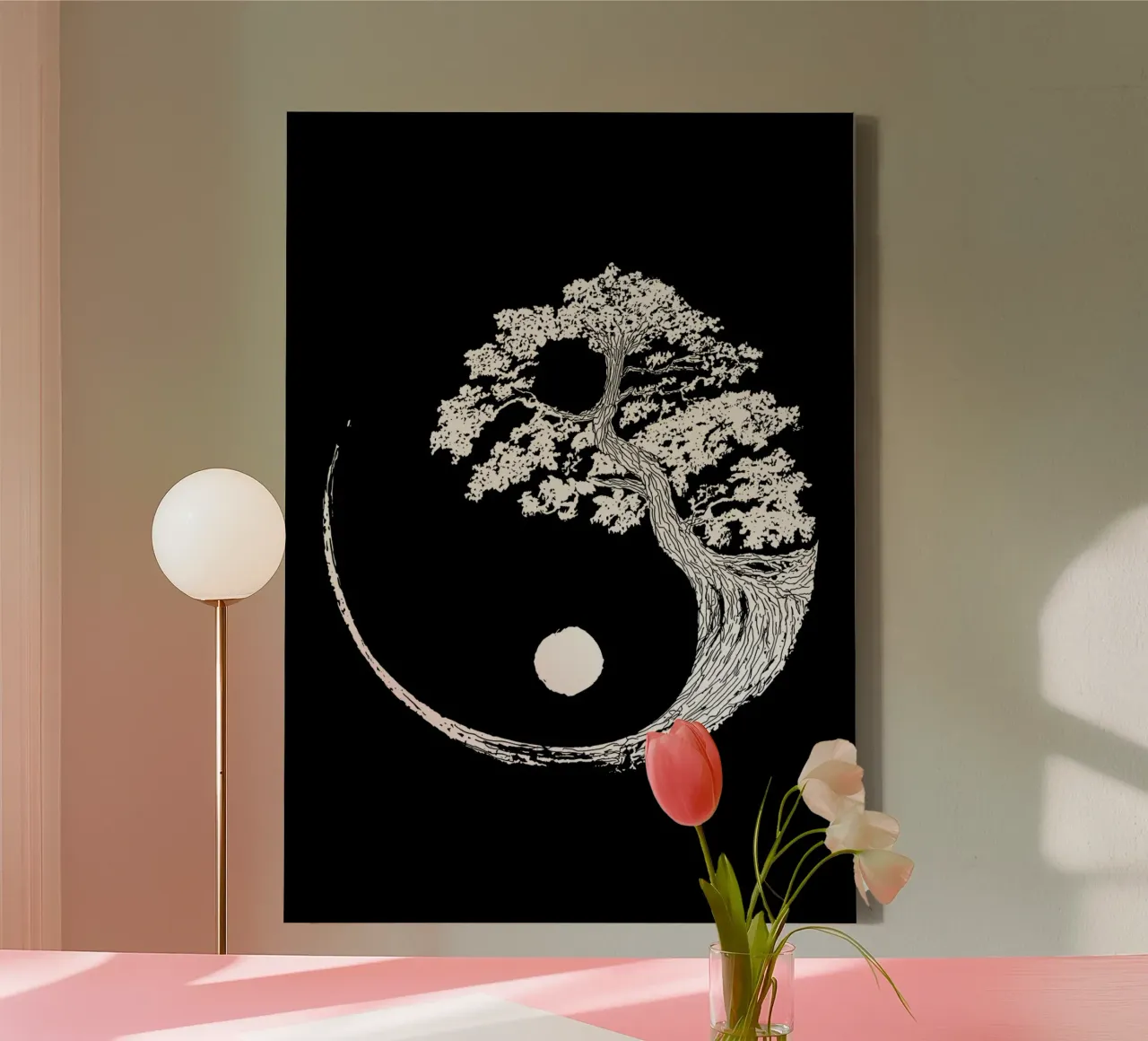 yin-yang tree circle canvas by BacsicRonBaleShop