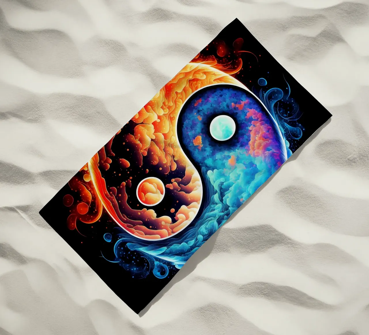 yin-yang balance beach towel by BacsicRonBaleShop