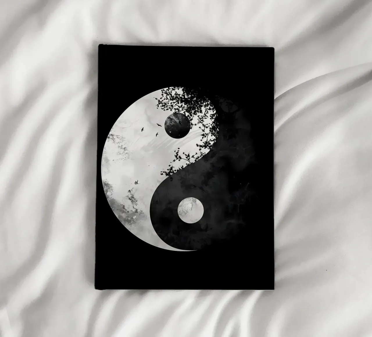 yin yang symbol notebook by BacsicRonBaleShop