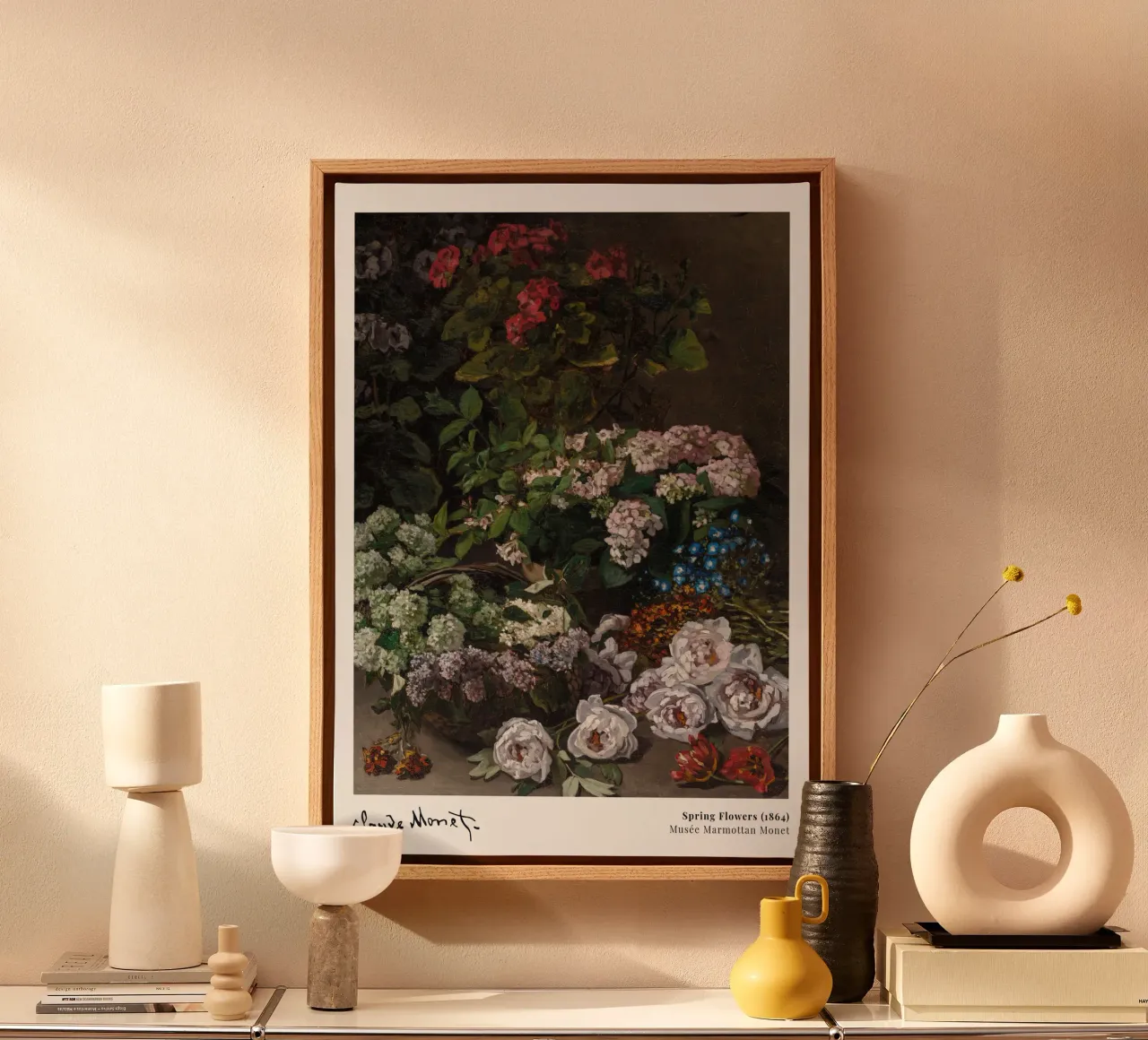 Monet Fiori di primavera 1864 tela con Cornice a cassetta da Jam Poster