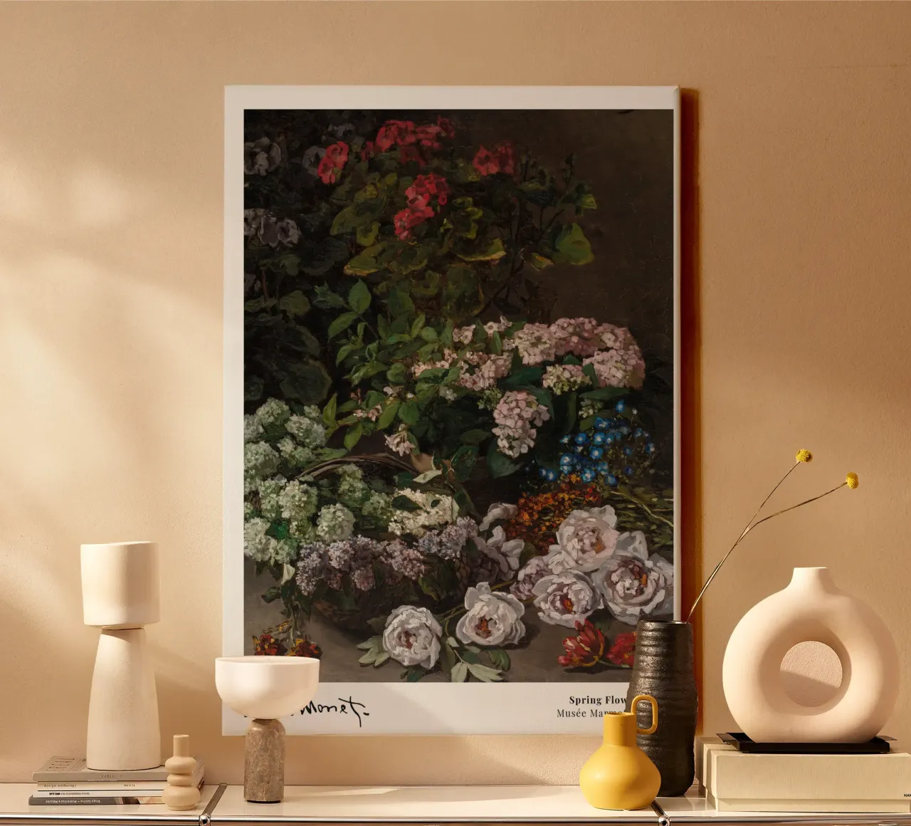 Monet Fiori di primavera 1864 tela con Cornice a cassetta da Jam Poster