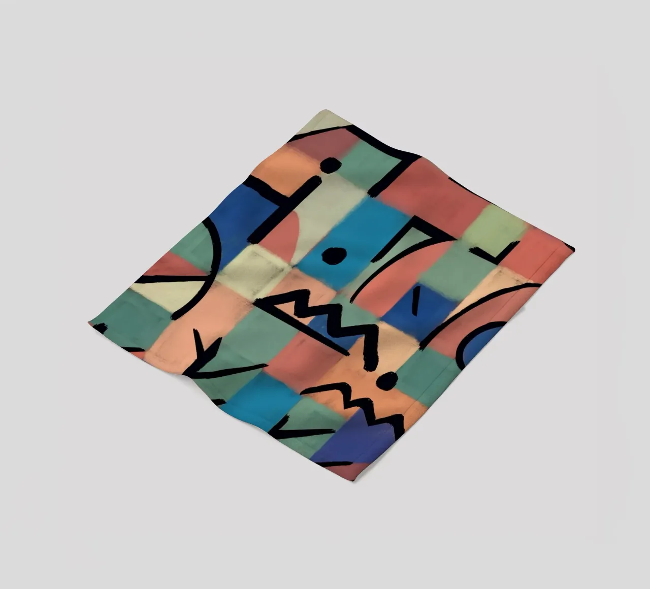Of grid and symbols fleece blanket by Little Dean