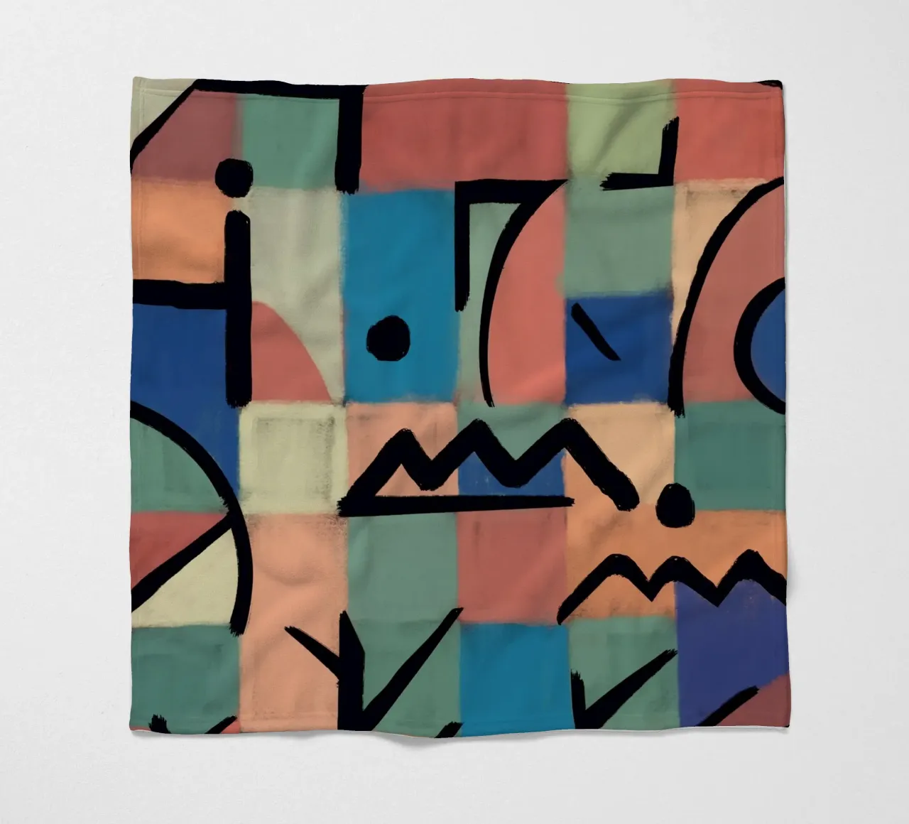 Of grid and symbols fleece blanket by Little Dean