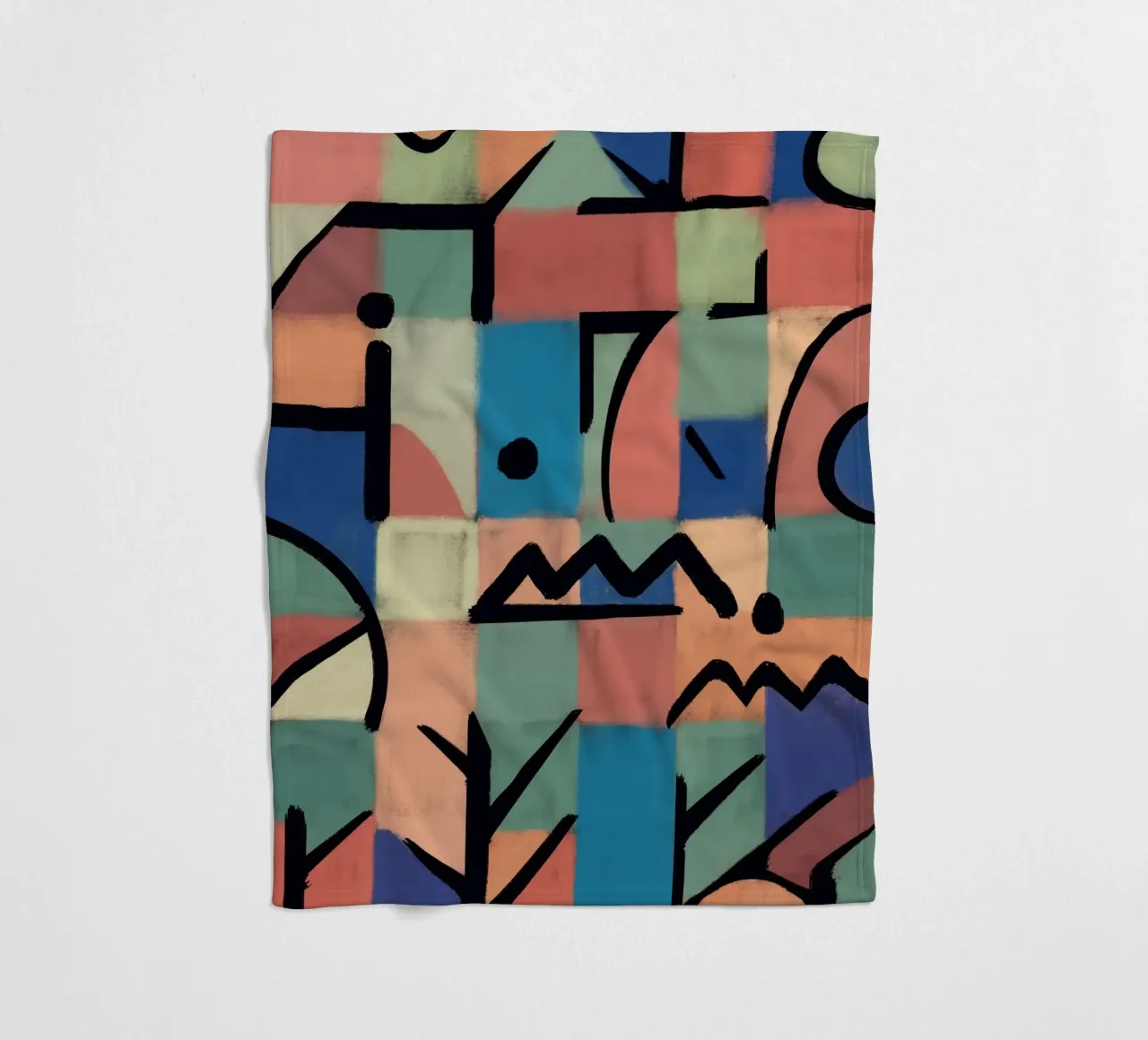 Of grid and symbols fleece blanket by Little Dean